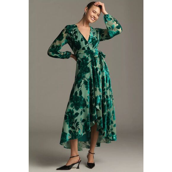 New Anthropologie Hutch Long-Sleeve V-Neck Wrap Midi Dress Size XL - Picture 1 of 13